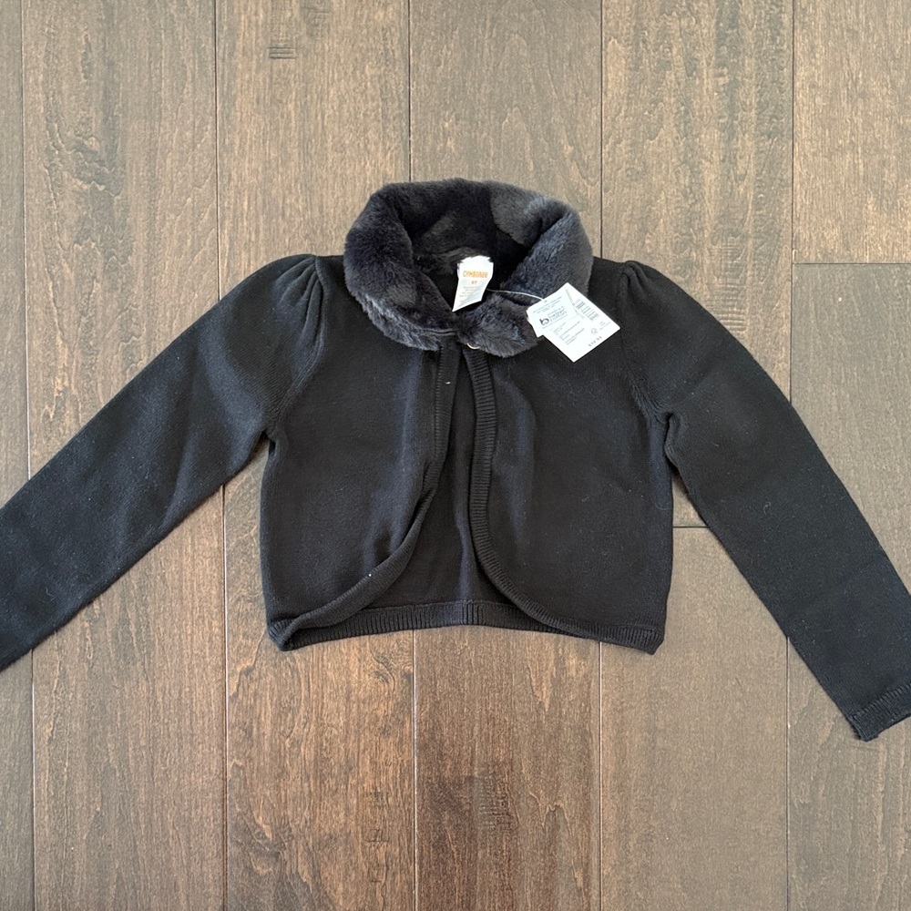 NWT Gymboree Girls Elegant Black Bolero Shrug with fur